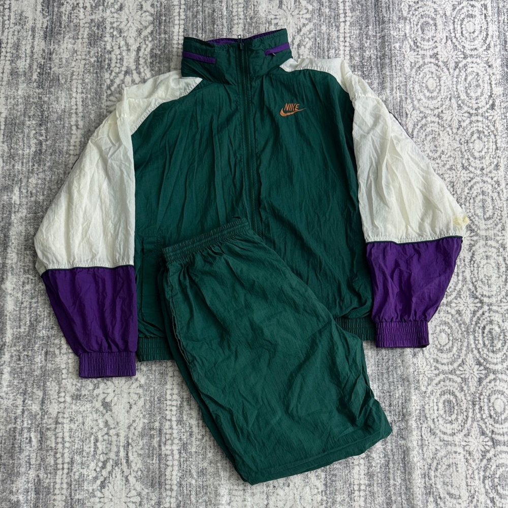 Nike Vintage Green and Purple Track Suit